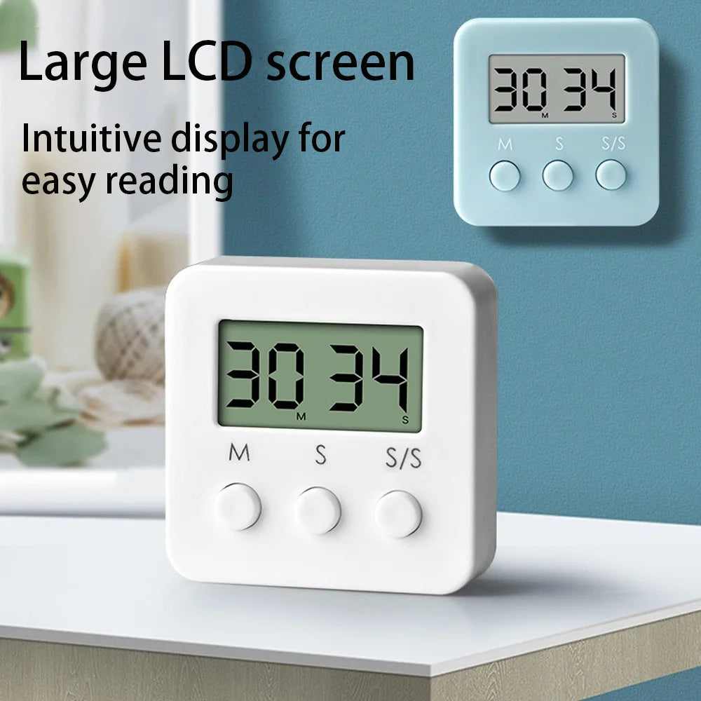 Digital LCD Kitchen Timer – Mute & Loud Alarm, 24-Hour Clock Digital Kitchen Timer Axl