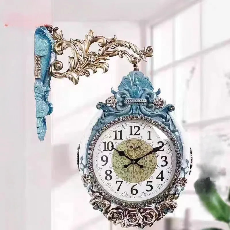 Double-Sided Silent Wall Clock – Large Minimalist Luxury Decor Decorative Wall Clock Axl