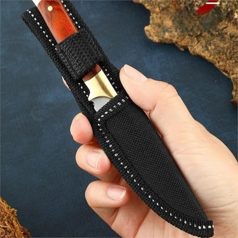 Redwood Fixed Blade Camping Knife – 5Cr13Mov Steel Wood Handle Fixed Blade Knife Axl