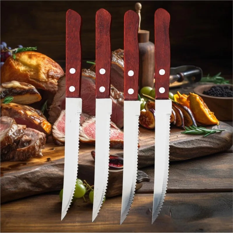 Stainless Steel Steak Knives Set – Wood Handle | 1–20 Pcs Steak Knife Set Axl