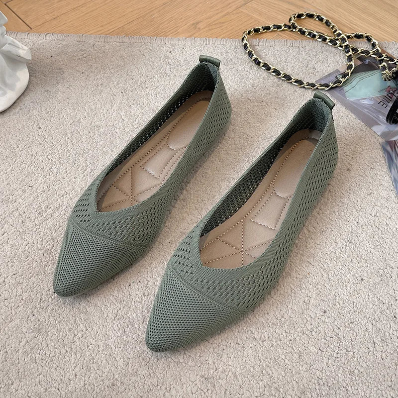 Women's Breathable Mesh Ballet Flats – Slip-On Comfort Loafers Women's Ballet Flats Axl green 38