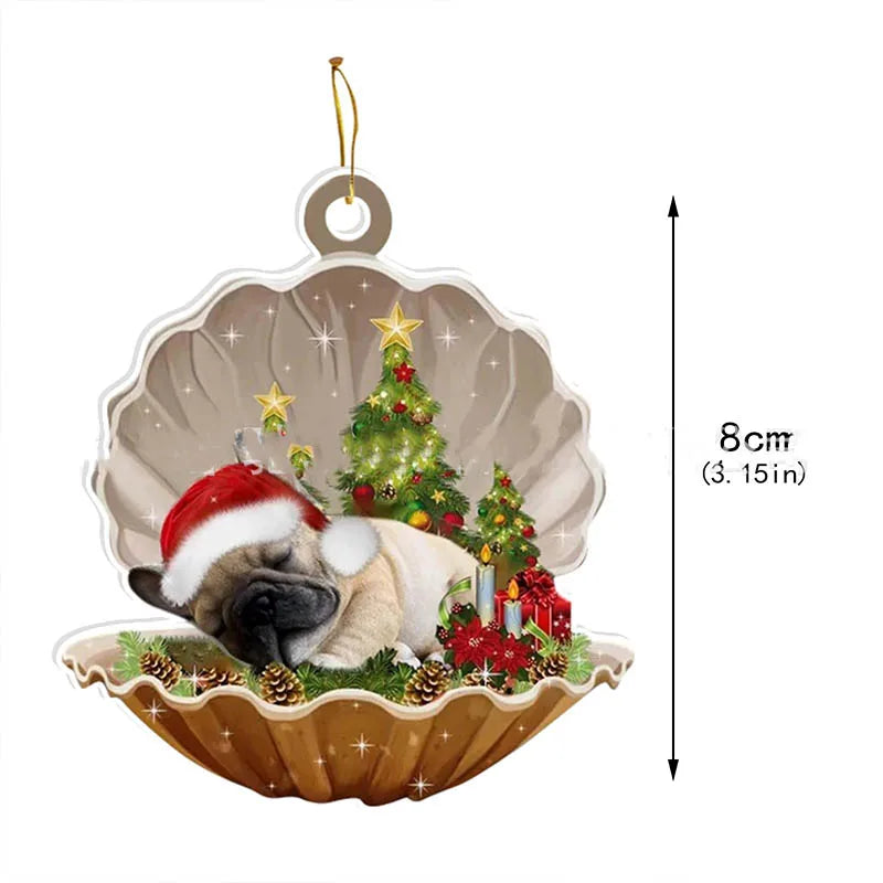 Christmas Puppy Dog Shell Hanging Ornament | Xmas Tree Pendant Christmas Tree Ornament Axl