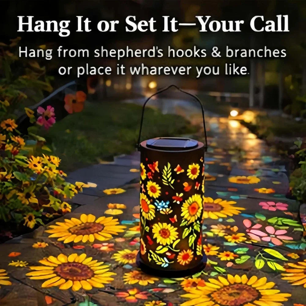 Sunflower Solar Hanging Lantern – Outdoor Garden Fairy Light Solar Garden Lantern Axl