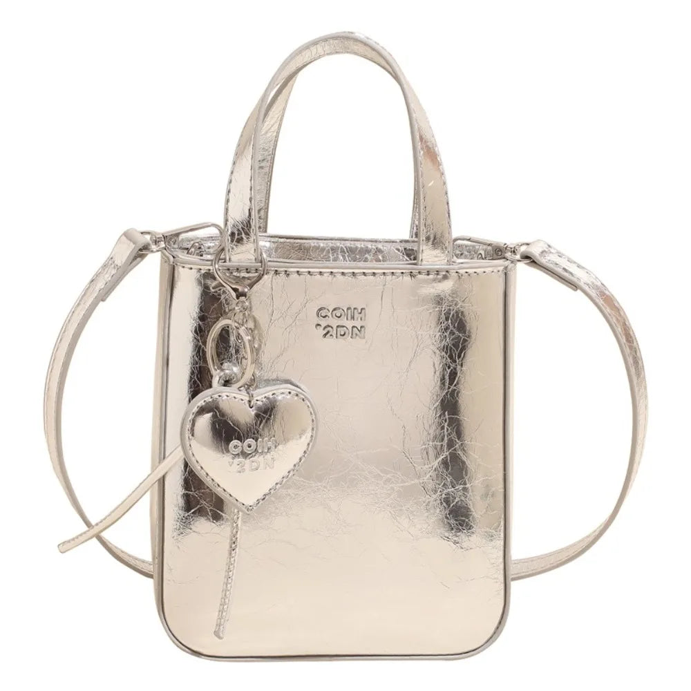 Women's PU Leather Crossbody Bag – Small Square Shoulder Purse Crossbody Shoulder Bag Axl Silver