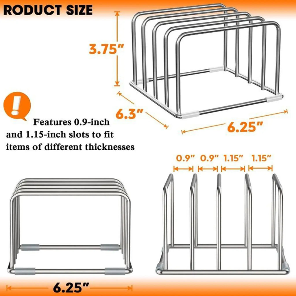 Stainless Steel Cutting Board Holder Stand | Space-Saving Kitchen Board Organizer Axl