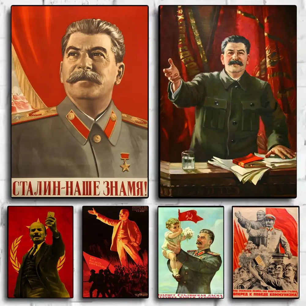 Lenin & Stalin Self-Adhesive Art Poster – Modern Wall Decor Wall Art Poster Axl