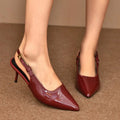 Women's Pointy Toe Slingback Heels – Patent Party Pumps Slingback Heeled Sandals Axl 40 wine red