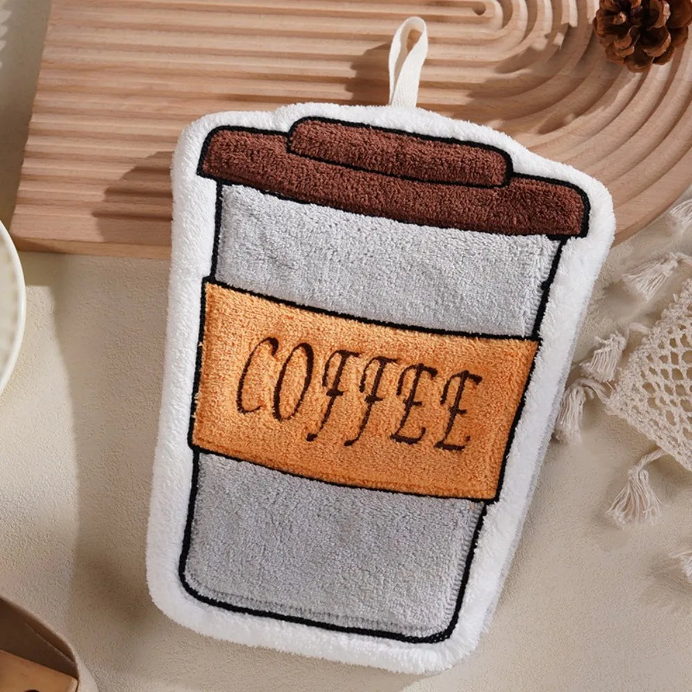 Coffee Print Hand Towel – Soft Absorbent Terry Cloth Kitchen Towel Kitchen Hand Towel Axl