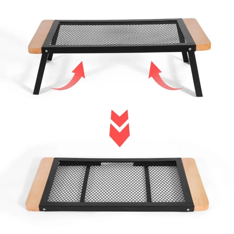 Folding Camping Grill Table – Portable Steel Campfire Grate Camping Grill Table Axl