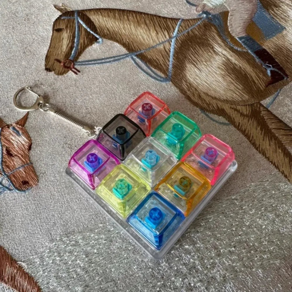DIY Keyboard Fidget Keychain – 9-Key Clicker Keycap Toy Fidget Keychain Toy Axl