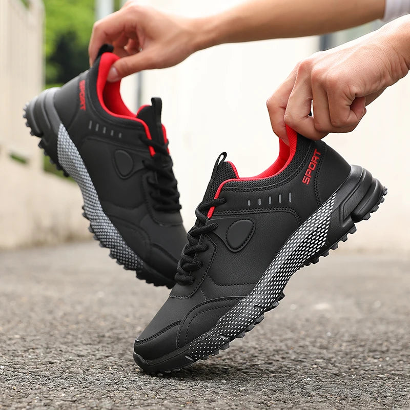 ZULIWAGN Men's Black Non-Slip Outdoor Sports Sneakers Men's Sports Sneakers Axl Black Red 46