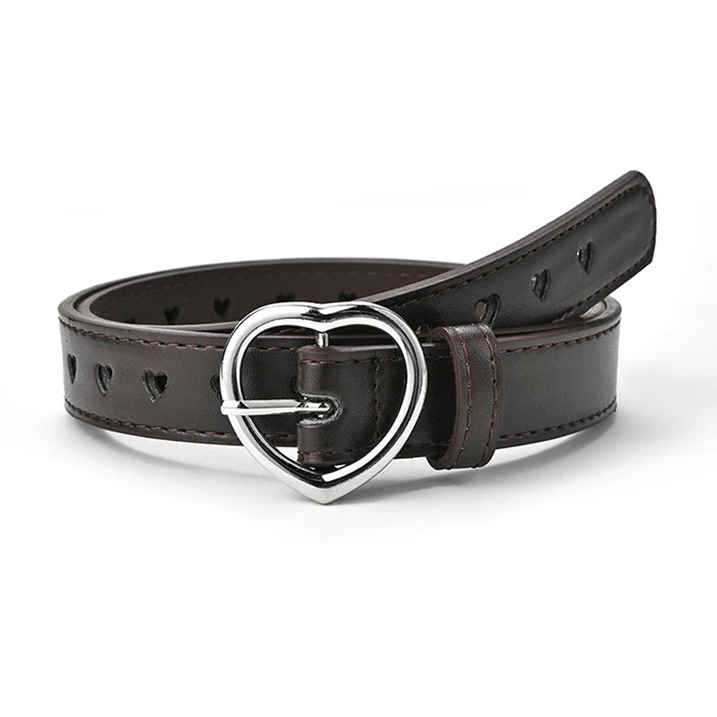 Skeleton Love Buckle PU Belt – Unisex Fashion Jeans Belt Fashion Belt Axl Coffee