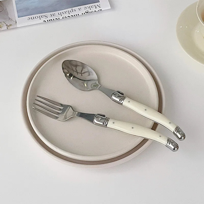 6-Piece Laguiole Stainless Steel Cutlery Set – Knives Forks Spoons Flatware Cutlery Set Axl