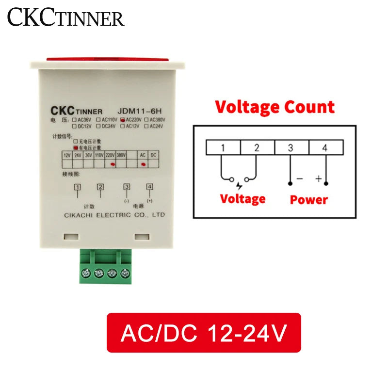 JDM11-6H 6-Digit Digital Industrial Counter DC/AC Voltages Industrial Digital Counter Axl Voltage count 12-24V