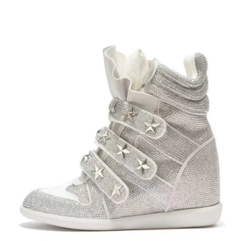 Women's Rhinestone Ankle Boots – Luxury Genuine Leather Platform Ankle Boots Axl