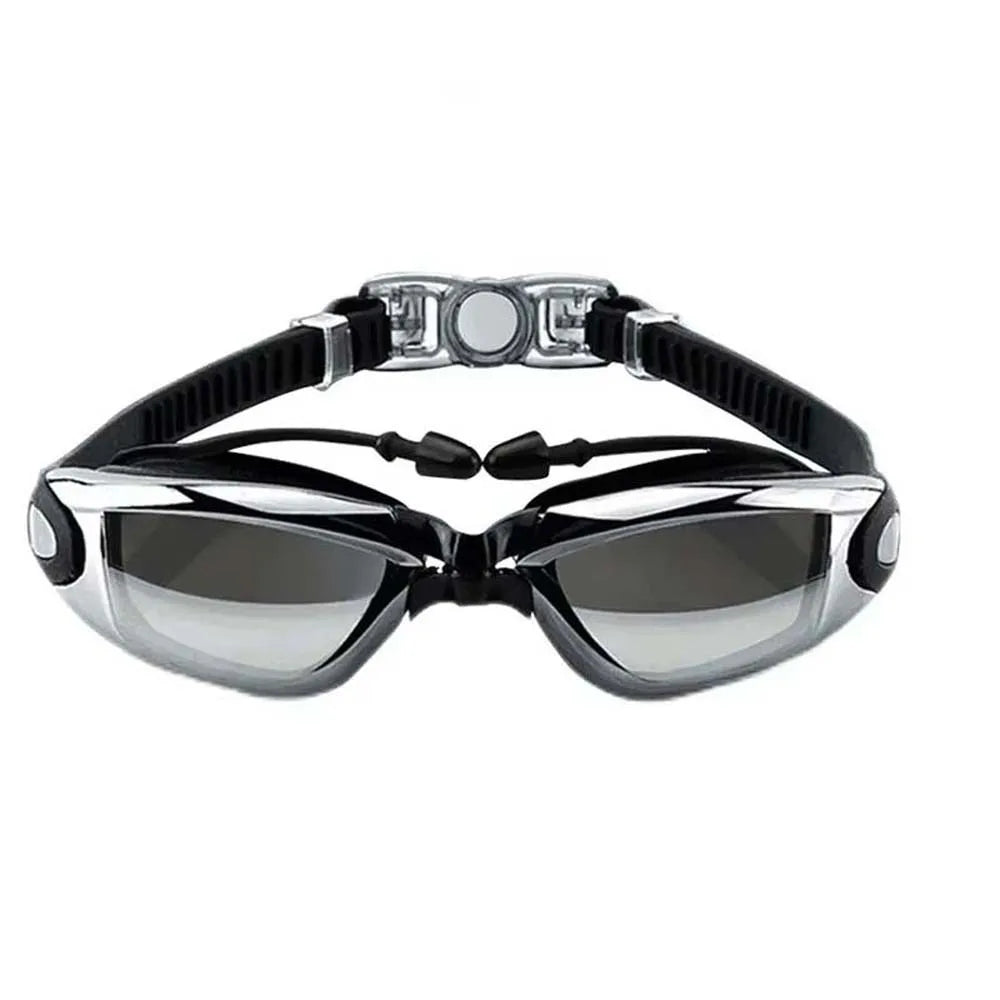 Myopia Swim Goggles with Earplugs – Anti-Fog Electroplated Swim Goggles Axl Black-250