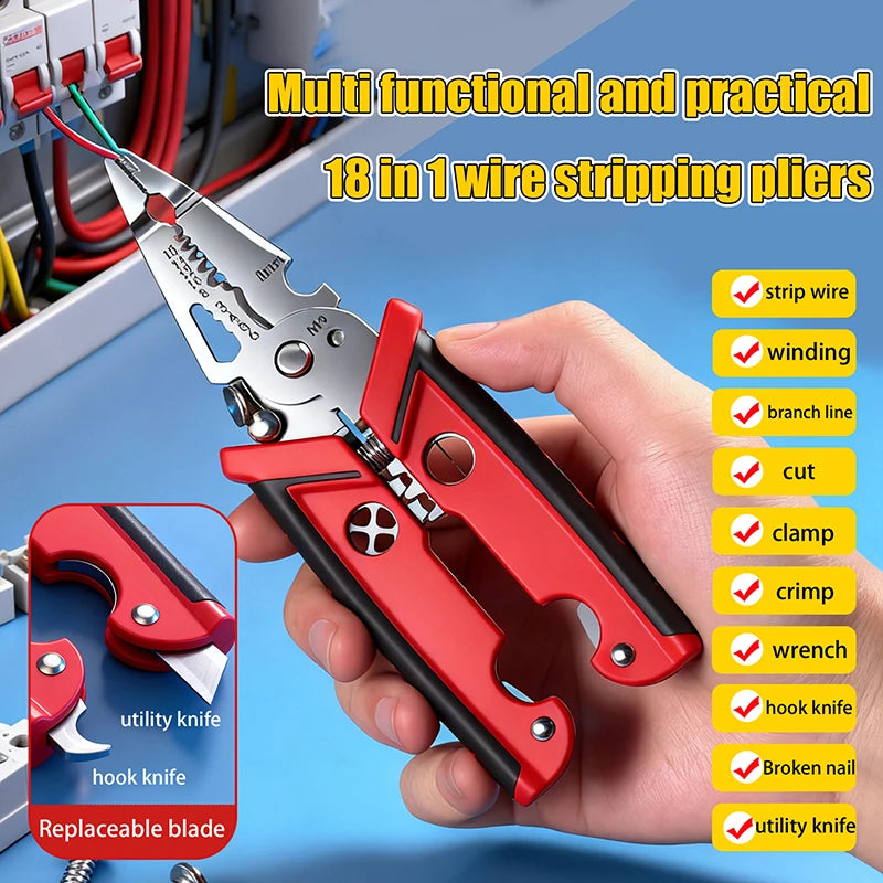 18-in-1 Wire Stripper Crimper Pliers – Electrician Tool Wire Stripper Pliers Axl