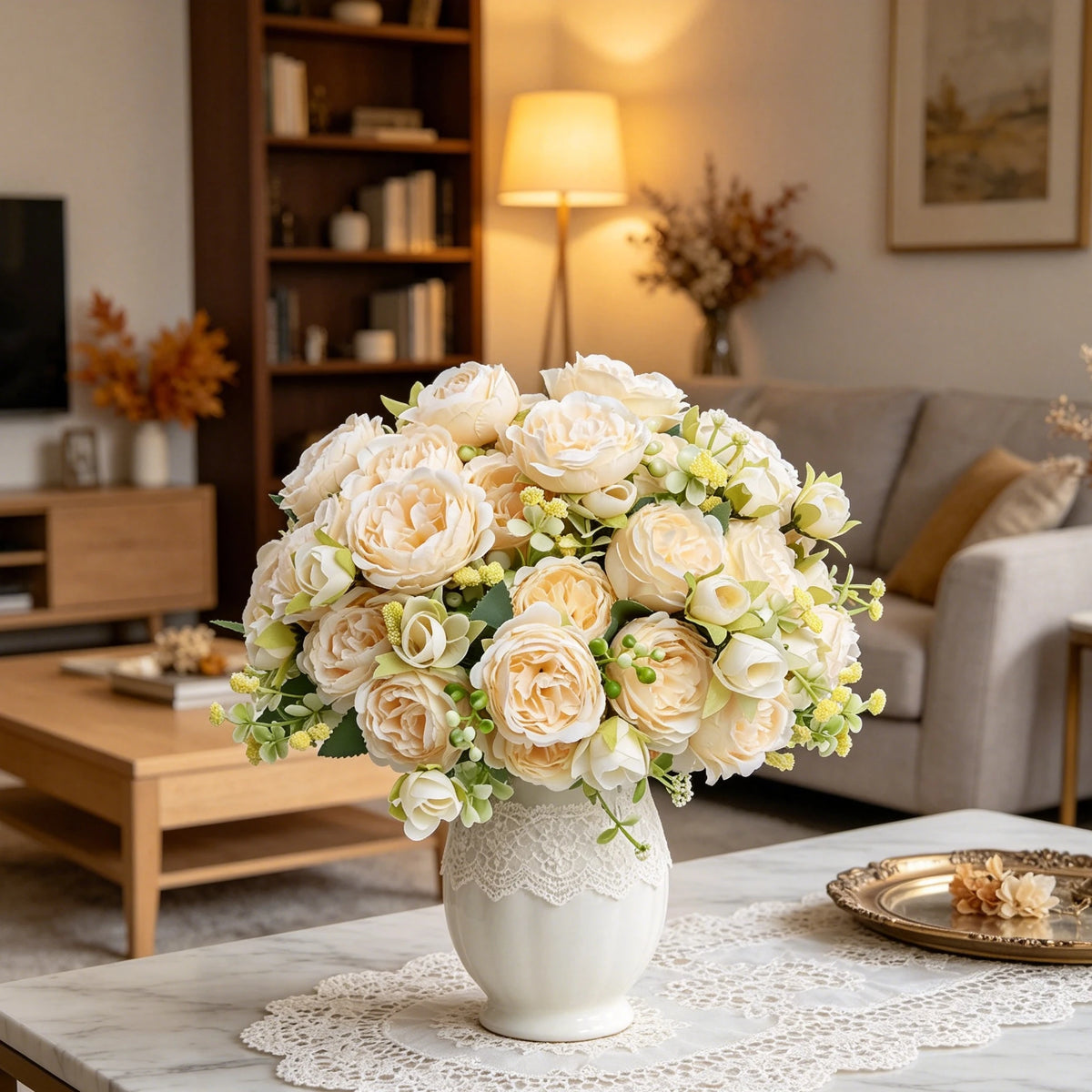Silk Peony Rose Artificial Bouquet – Wedding & Home Décor Artificial Flower Bouquet Axl