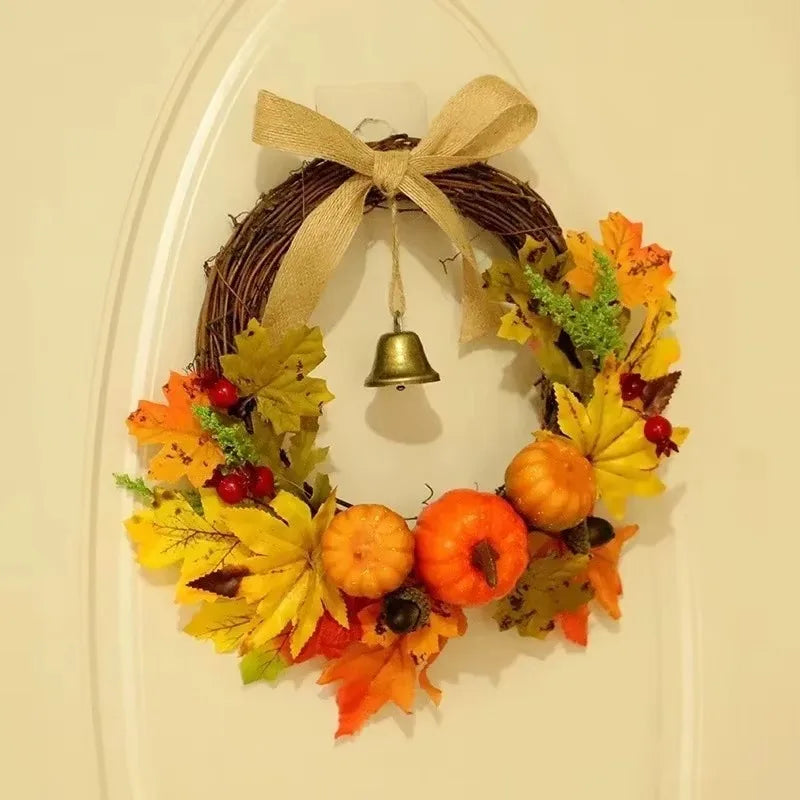 Pumpkin Maple Leaf Bell Garland – Fall Door Hanging Decor Seasonal Door Hanging Axl