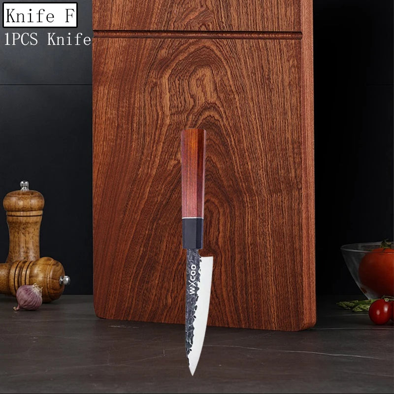WXCOO Japanese Chef Knife – Forged Stainless Steel Santoku Set Kitchen Knife Set Axl Knife F