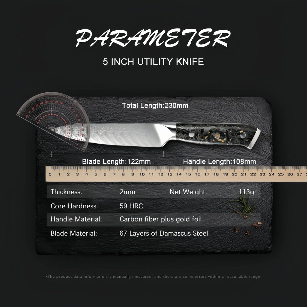 5-Inch VG10 Damascus Steel Paring Knife – Fruit & Veg Damascus Paring Knife Axl