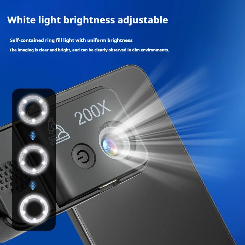 200X Portable Mobile Microscope – UV Purple Light & Rechargeable Mobile Microscope Axl