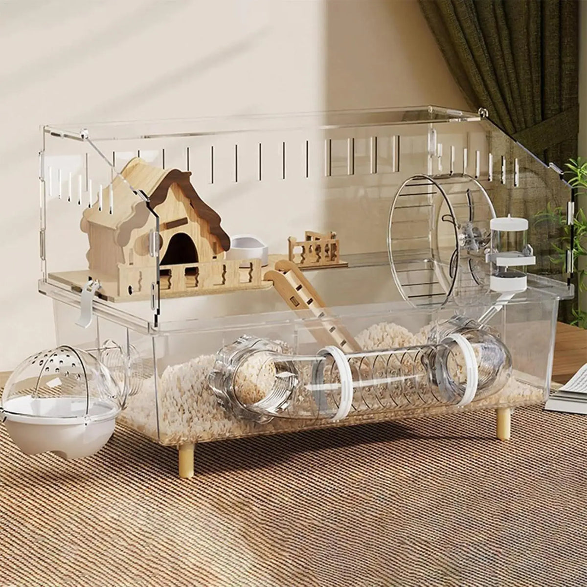 2-Layer Clear Acrylic Hamster Cage with Accessories Small Animal Cage Axl