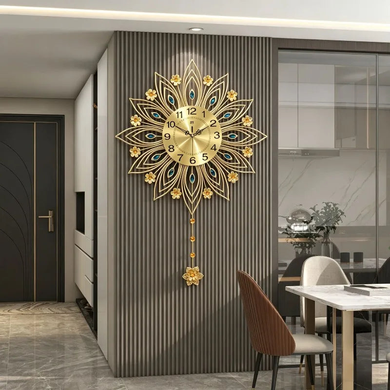 Modern Pendulum Wall Clock – Large Silent Gold Luxury Decor Pendulum Wall Clock Axl