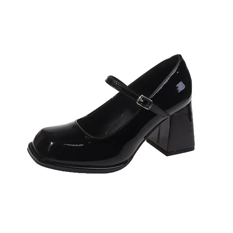 Women's Vintage Mary Jane Heels – Buckle Square Toe Pumps Mary Jane Pumps Axl