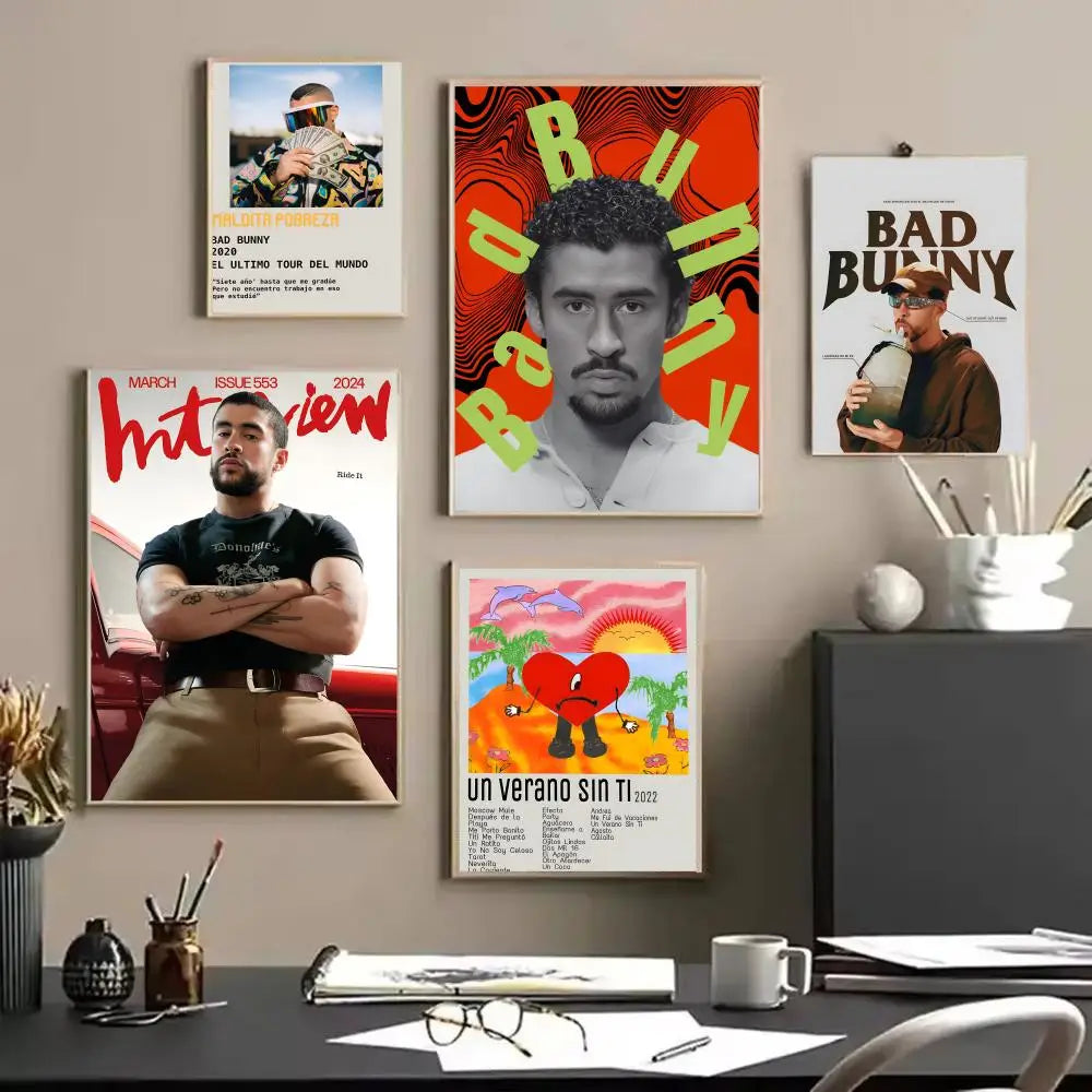 Bad Bunny Canvas Wall Art Poster – Unframed Home Décor Canvas Wall Art Axl