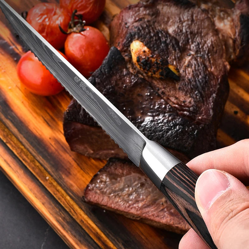 Stainless Steel Serrated Steak Knife with Plastic Handle Serrated Steak Knife Axl