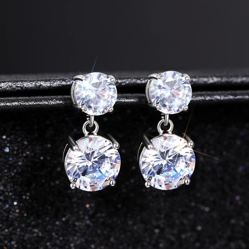 Huitan Cubic Zirconia Silver Dangle Drop Earrings for Women Dangle Drop Earrings Axl
