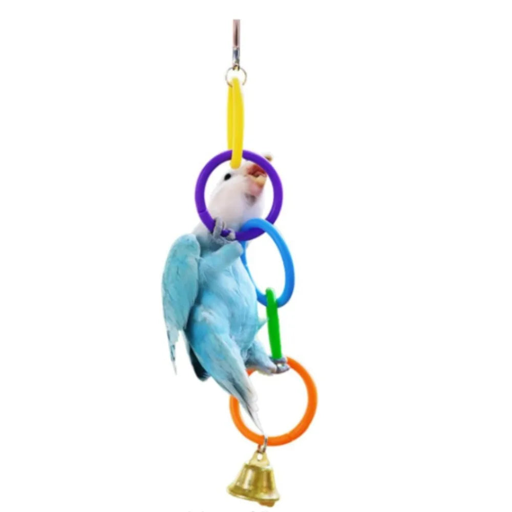 Colorful Hanging Ring Toy for Birds – Cage Swing & Climb Bird Cage Toy Axl