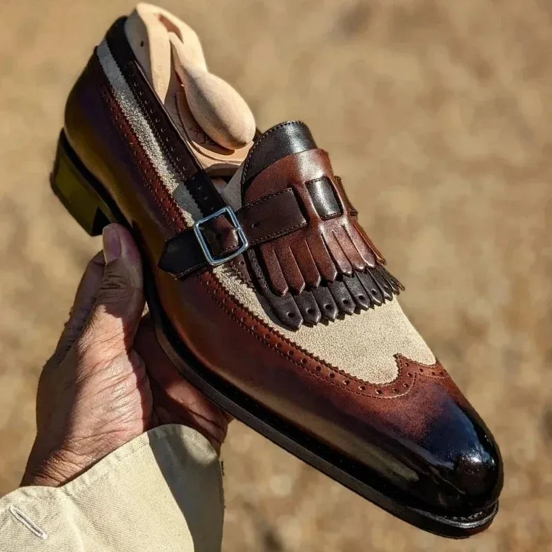 Men's Pointed Toe Buckle Loafers – Classic Business Dress Shoes Men's Dress Loafers Axl