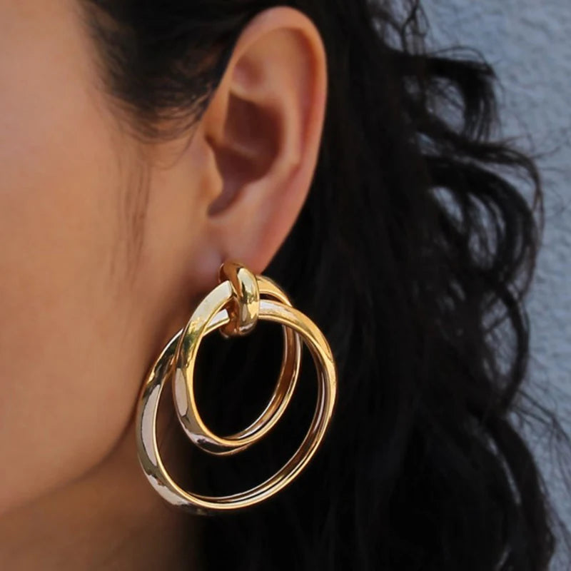 Korean Vintage Geometric Drop Earrings – Stainless Steel Drop Earrings Axl onesize