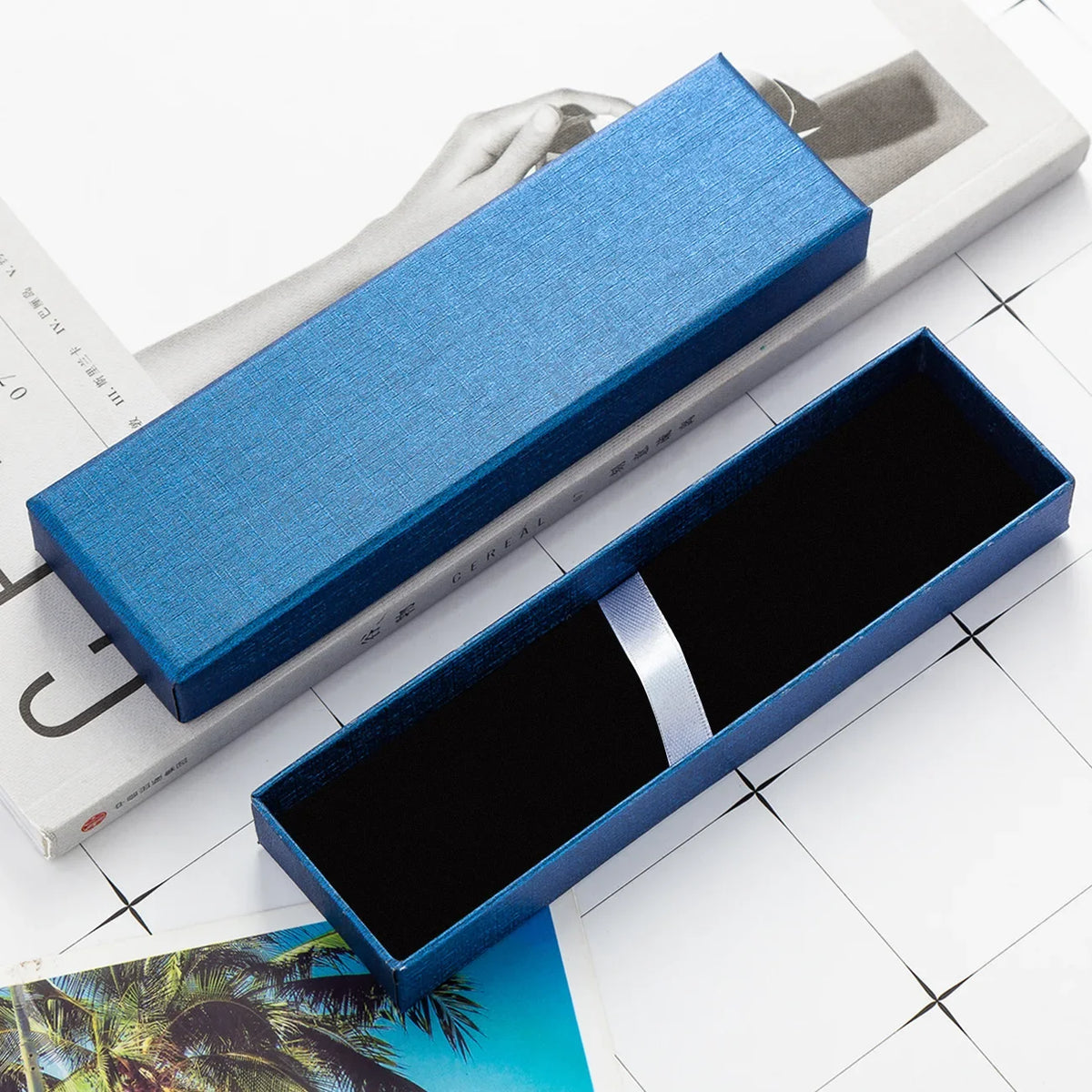 Empty Pen Gift Box – Paper Display Case for Pens & Jewelry Pen Gift Box Axl Blue