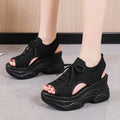Women's Lace-Up Wedge Sandals – Round Toe Roman Summer Wedge Sandals Axl black 40