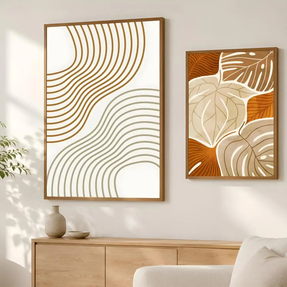 Boho Beige Abstract Self-Stick Wall Art Poster | Waterproof Wall Art Poster Axl