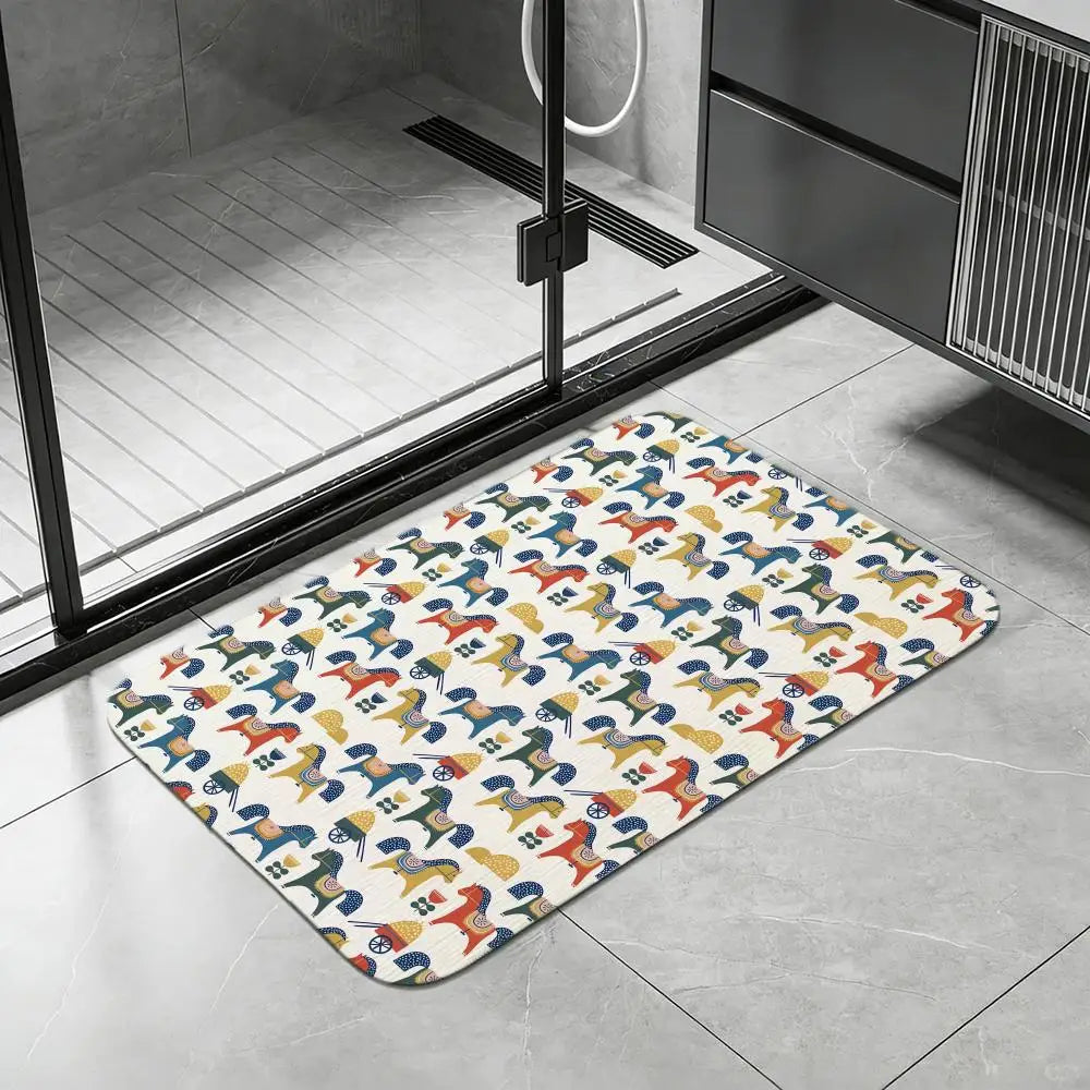 Swedish Dala Diatomite Bath Mat – Quick-Dry Non-Slip Floor Mat Diatomite Bath Mat Axl White3 50x80cm