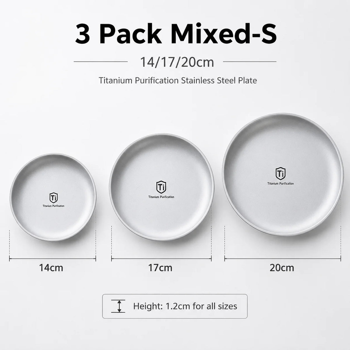 Titanium Stainless Steel Camping Plate Set – Stackable 3/5 Pack Camping Plate Set Axl 3 Pack Mixed-S