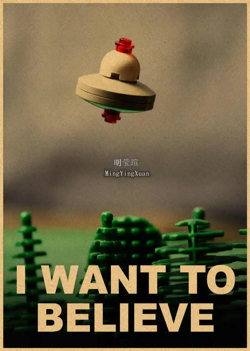 X-Files "I Want to Believe" UFO Alien Vintage Kraft Poster Vintage Wall Poster Axl 4 42x30cm