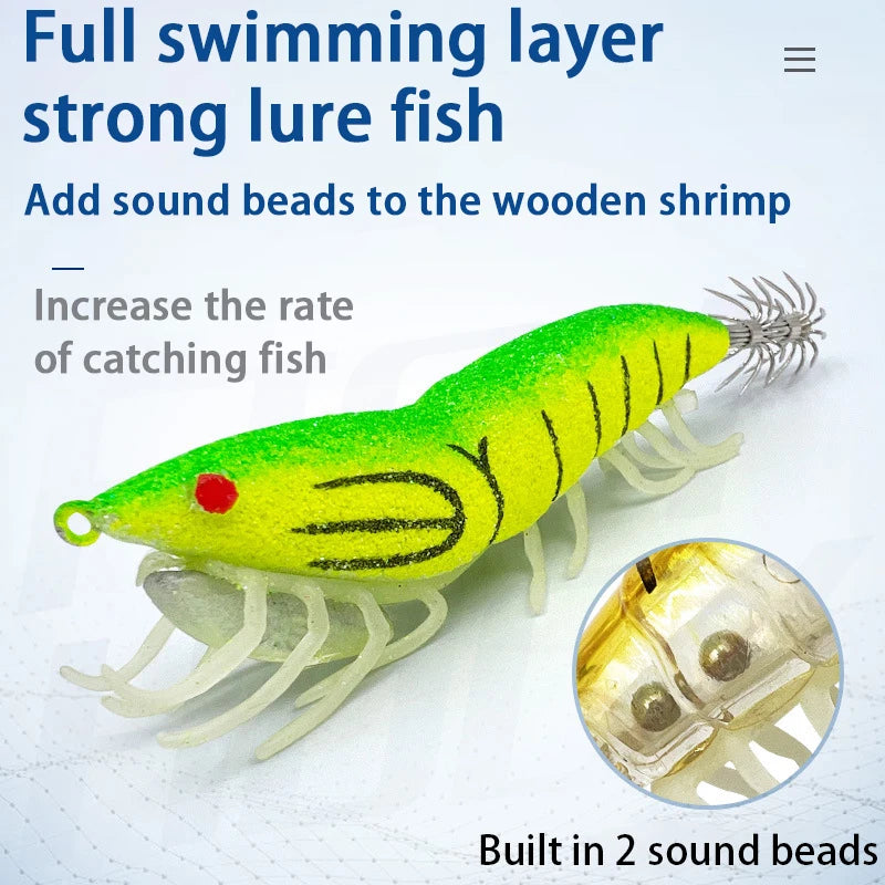Luminous Wooden Shrimp Squid Lure – Soft Foot Fishing Bait Fishing Lure Axl