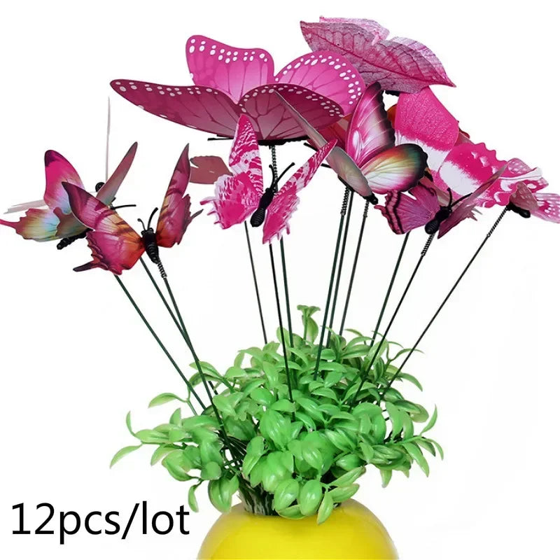 12-Piece Colorful Butterfly Garden Stakes | Outdoor Yard Decor Garden Stake Set Axl
