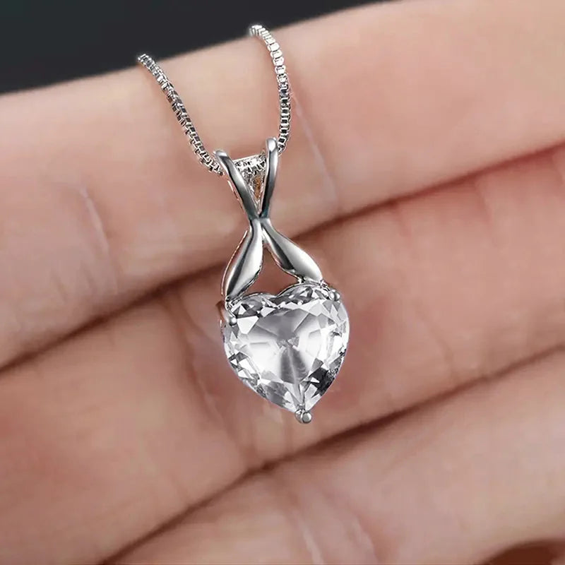 Huitan Heart CZ Pendant Necklace – Women's Fashion Jewelry Pendant Necklace Axl
