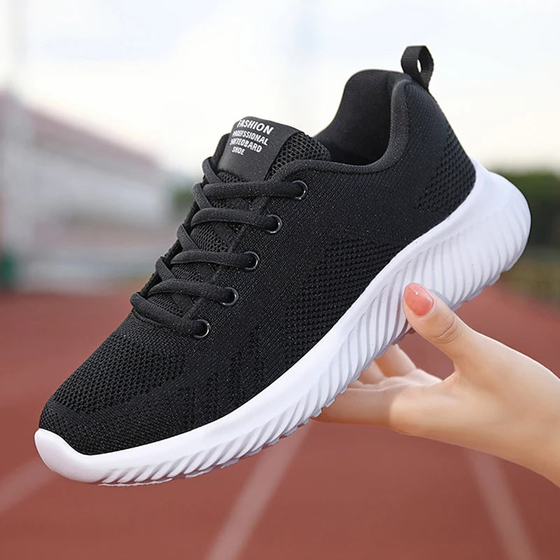 AZGB Women's Breathable Mesh Platform Sneakers | Lace-Up Women's Platform Sneakers Axl black 40