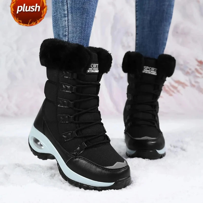 Women's Waterproof Winter Snow Boots – Warm Plush Non-Slip Women's Snow Boots Axl black 36