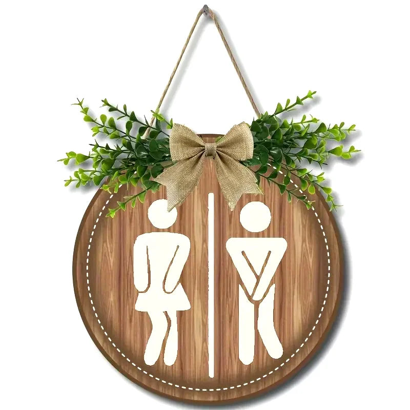 Rustic Round Wooden Sign – Funny Bathroom & Laundry Wall Decor Wooden Wall Sign Axl
