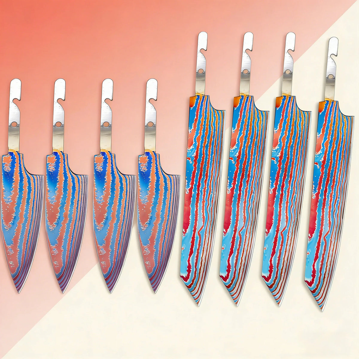 Damascus Steel Santoku Blank Blade Set – Hand Forged, DIY Knife Blank Blade Axl