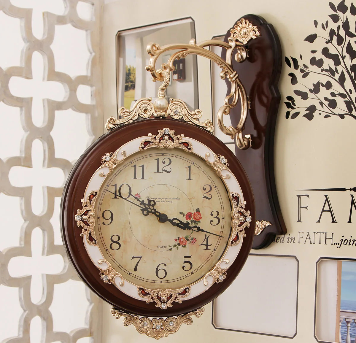 Double-Sided Retro Metal Wall Clock – Silent 30cm European Wall Clock Axl