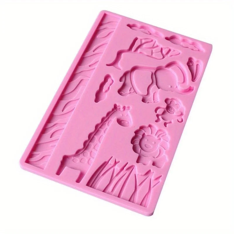 Zoo Animal Fondant Cake Mold – Silicone Embosser Baking Tool Fondant Cake Mold Axl Color Random